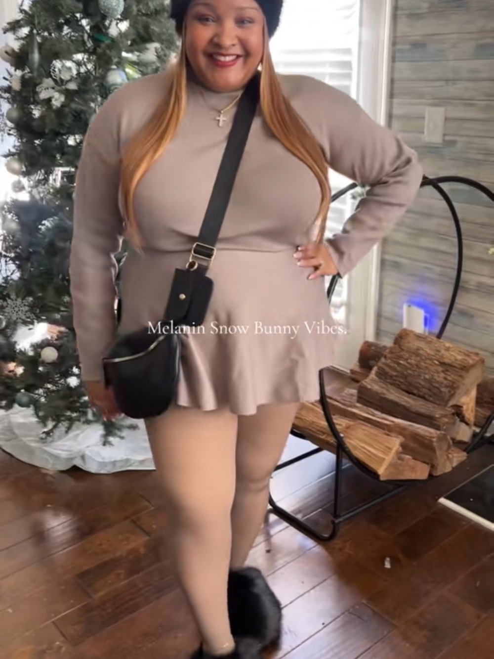 Women’s Mock Neck Long Sleeve Knit Sweater Dress | Fall Winter